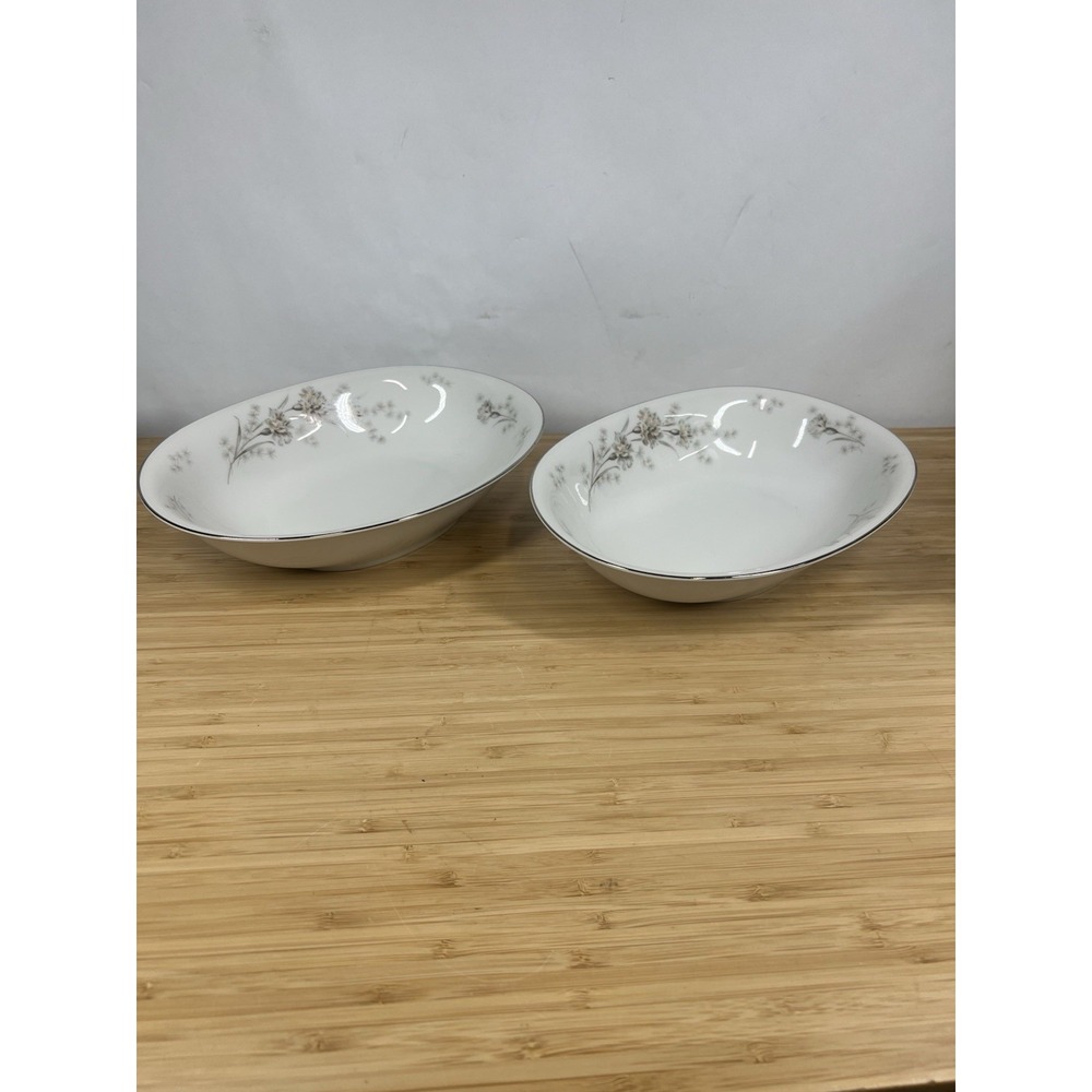 H&C Selb Heinrich Bavaria Oval Serving Bowls 10.5" Gray Floral Set of 2‎